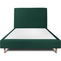 Lit 160x200cm avec tête de lit tapissier velours et sommier tapissier vert - Hauteur totale : 35cm