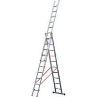 Trade Shop - TRANSFORMABLE DREIFACHLEITER 3 ELEMENTE AUS ALUMINIUM MIT VERLÄNGERUNG ODER BOCKMODUL - 3 x 11 Schritte