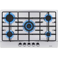 Edelstahl Gaskochfeld 5 Flammig, Einbau Gaskochfeld L76 x P50 cm, 5 Zonen Gaskocher Erdgas/Propangas
