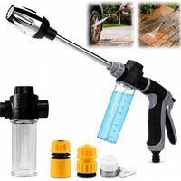 Pistola hidrolavadora de alta presión Aquoxis, boquilla de flujo ajustable potente, chorro giratorio de 360°, compatible con mangueras universales, tres modos de pulverización, limpieza de automóviles