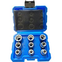 Jeu 9 douilles courtes carre 1/2 profil torx e 10 11 12 14 16 18 20 22 24