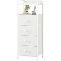 Somdot Commode Chambre avec Rangement Ouverte - 4 tiroir en Tissu - 29P x 38,7l x 92,3H - Blanc