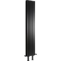 Milano Aruba Black Double Panel Vertical Oval Column Radiator with Feet - 1600mm x 354mm