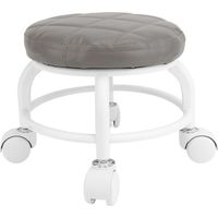 Siège à roulettes bas tabouret en cuir PU roue muette chaise ronde pivotante en hauteur pour bureau à domicile Garage magasin gris