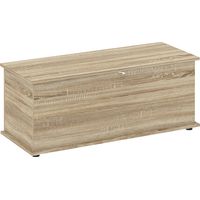 Banco de Almacenaje con Bisagra de Seguridad Estilo Moderno para Pasillo Dormitorio Salón 100x40x40 cm Roble