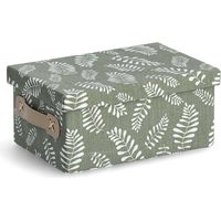 Boîte de rangement avec couvercle, coton, motif de feuilles