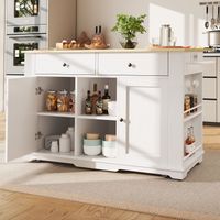 Îlot cuisine avec multiprise blanc, desserte avec plan de travail, meuble rangement cuisine moderne