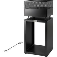 Brasero avec rangement bois grille charbon pieds réglables 39 x 39 x 87 cm noir