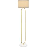 Lampada da Terra Moderna Paralume Tessuto Doppio Tubo Metallico Interruttore Pedale Oro