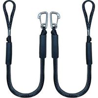 Bungee Dock Line with black mooring rope hook for boat, 4 feet, 2-pack, black