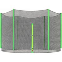 Red de Seguridad para Cama Elástica Ø305 cm para Exterior de 6 Postes con Anti-UV y Puerta con Cremallera Verde y Negro