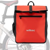 Wiltec Bolsa para bicicleta 22 L roja impermeable material PVC y poliéster con correa ajustable uso como bandolera ideal para portabultos traseros ciclismo compras excursiones y transporte diario