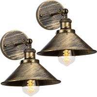 Wandleuchte, Vintage Industrielle Wandlampe aus Metall mit Ø22cm Lampenschirm für Schlafzimmer Wohnzimmer Esszimmer (Bronze) 2PCS