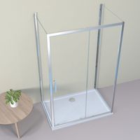 LEMMO U-Formen Nischentür Schiebetür mit Rahmen ESG Glastür 120×70 cm,Höhe 185cm