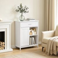 WOLTU Sideboard mit verstellbare Ablage, Küchenschrank mit Schiebetür und Schublade, Aufbewahrungsschrank für Küche Esszimmer Wohnzimmer, 70x80,2x30 cm, Weiß