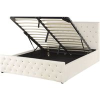 Lit Double en Velours Beige Clair 140 x 200 cm avec Sommier à Lattes et Coffre de Rangement Ultra Confortable et Élégant pour Chambre Glamour Beliani