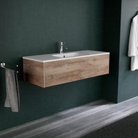Inda - Badezimmerschrank 1 Schublade L.120 mit mattem Waschbecken / Natureiche - Diamante