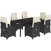 Maison Exclusive - Set da Pranzo da Giardino 7 pz Nero con Cuscini in Polyrattan