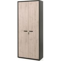 Armadio da Ufficio - Mobile con 2 Porte e scaffali colore Rovere chiaro e nero Collezione DEPÉ Meublorama