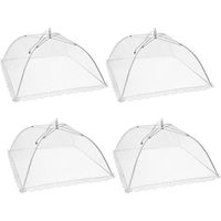 Paquet de 4 housses pour aliments pop-up en maille, tente de protection pliante de 17 pouces de style parapluie pour empêcher les mouches, les insectes, les moustiques, blanc