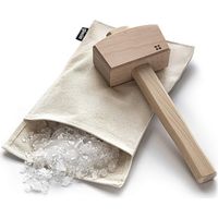 Bag and Marteau brise-glace manuel en coton écrasé réutilisable avec accessoires en bois Kit d'accessoires de bar pour Crushes Ice Dried Ice Dried ice (2 pcs)