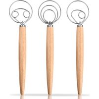 3 stuks Deense deegbezem, Deense gardeset, brooddeegmixer, 33 cm, brooddeeg, garde, mixer, eierracket voor keuken, brood, deeg, cake, gebak