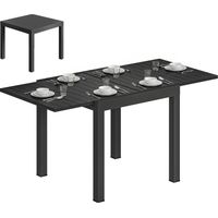 Tavolo da Giardino Allungabile per 4-6 Persone con Piano a Doghe, in Alluminio, 80/160x80x75 cm, Nero
