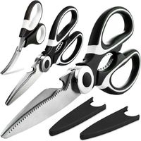 Ciseaux de cuisine multifonctionnels, lot de 3 - Ciseaux de cuisine robustes en acier inoxydable, adaptés à la découpe de la viande et des aliments, tranchants et multifonctionnels, lavables au lave-v