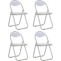 vidaXL Folding Chairs 4 pcs White Faux Leather