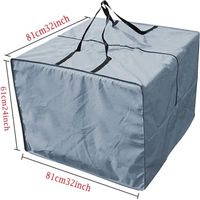 GROOFOO Sac de Rangement Coussin - Durable 210D Sac de Rangement pour Coussin de Jardin,Fermeture éclair Housse Rangement Coussin Exterieur avec poignées et capacité 81 x 81 x 61 cm - Gris GROOFOO