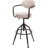 Tabouret de bar HHG-463f, chaise de bar tabouret de comptoir tabouret pivotant, hauteur réglable Industrial aspect daim, vintage beige