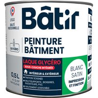 Peinture Laque Satinée Blanche Multi-supports Finition Satinée, Adhérence Multi-supports, Haute Couvrance - Batir Pei