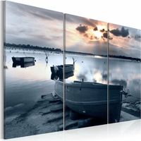 Tableau petit bateau au bord de la mer - 120 x 80 cm