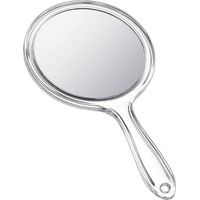 1pc Miroir Transparent avec Poignée Miroir à Main Double Face Portable Miroir avec Manche en Plastique Miroir à Main Transparent Grossissant 1x/ 2X Miroir de Maquillage de Forme Arrondie