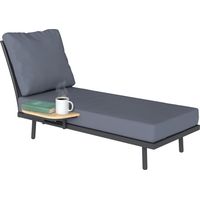 Tumbona de exterior – Cojines de olefina lavables – Mesa auxiliar – Estructura metálica – 58 x 137 x 75 cm – Gris