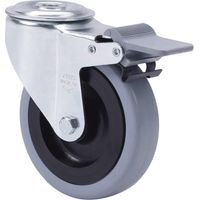 rueda giratora agujero m12 freno 20zvfd100-pgan poliamix-goma gris eje liso