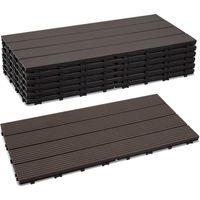Jiubiaz Set di 12 piastrelle per decking in WPC, 4 listelli, 2 m², 30 x 60 cm, marrone caffè, piastrelle in legno composito con clip