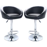 Tabouret interne avec structure réglable en acier et assis dans une grande peau rembourrée de la peau Black
