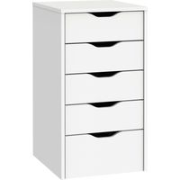 Mobimarket – Commode 5 tiroirs blanche en mélamine – Dimensions 71 x 40 x 43 cm – Tiroirs avec glissières métalliques – Meuble de rangement moderne