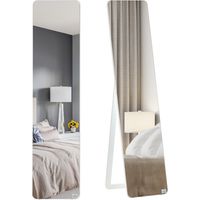 Espejo de cuerpo entero – Marco plegable – Posibilidad de montaje en pared – MDF de haya – 37 x 43 x 156 cm – Blanco