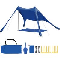 Carpa Playa Plegable con Esterilla UPF50+ Postes de Aluminio Pala Estacas y Bolsa de Transporte Azul