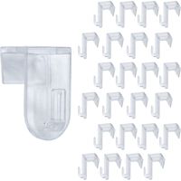 Kunststoff Fensterhaken transparent für 18 mm Rahmendicke - 24 Stück - Fensterclip zum Anbringen von Lichterketten und Girlanden