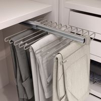 Emuca Porte-pantalons extractible, 11 tiges, guides d'extraction totale, Acier, Peint gris pierre