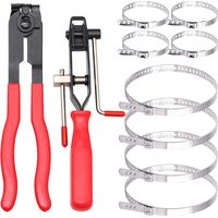10pcs Hose Clamps for Car/ATV, CV Joint Pliers, CV Joint Pliers, Steel Hose Clamp with 2 Tools, 8 Crimping Bands