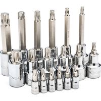 SATA ST09052SJ Set de Steckschlüssel-Satz de für Torx-Bits, Einheit de 1/4 de Zoll und 1/2 de Zoll, mit langen und kurzen Bits in einer Box de Aufbewahrung grün, 18-teilig