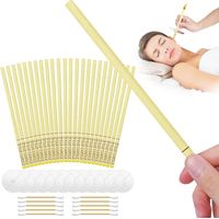 Bougies d’Oreilles, 24 Bougie en Cire Auriculaire avec 12 Disques de Protection, Bougies Auriculaires en Cire d’Abeille Naturelle, Pour Détendez-vous et le Nettoyage d’Oreille(Beige)