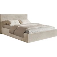 Selsey Softie Slim – Polsterbett 200×200 mit Lattenrost, Velours, beige
