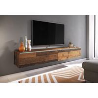 Mueble de TV Lowboard D 180 cm, mueble de televisión con iluminación LED, mueble de televisión colgante, color old style