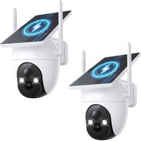 Pack de 2 Caméra de Surveillance Sans Fil Solaire WiFi Konsoefuly, 2K HD 3MP, Détection de Mouvement, 360° PTZ, Détection Humaine PIR, Vision Nocturne Couleur, IP65 pour Exterieur, Jardin, Maison