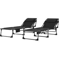 Lettini Prendisole Pieghevoli Reclinabili 5 Livelli con Cuscini, Nero, 57x200x38 cm